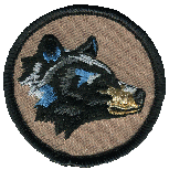 Embroidered 2 inch round Black Bear patch